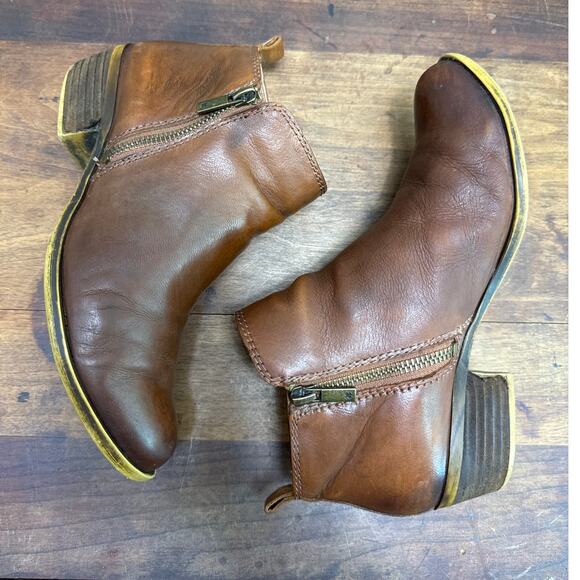 Fossil Basel Leather Ankle Boots Bootie Women's Size 6 1/2 Toffee Side Zipper - Picture 2 of 14
